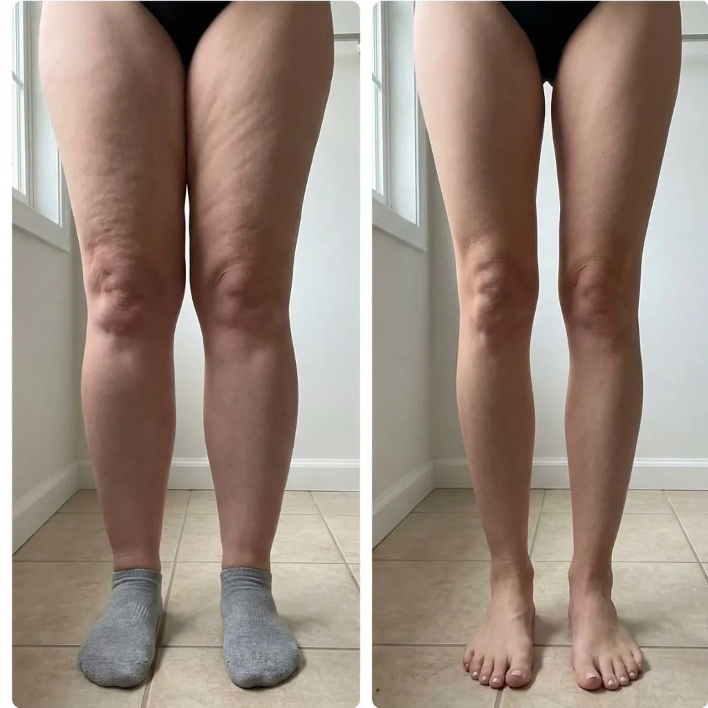 After leg Endolift treatment showing smoother skin
