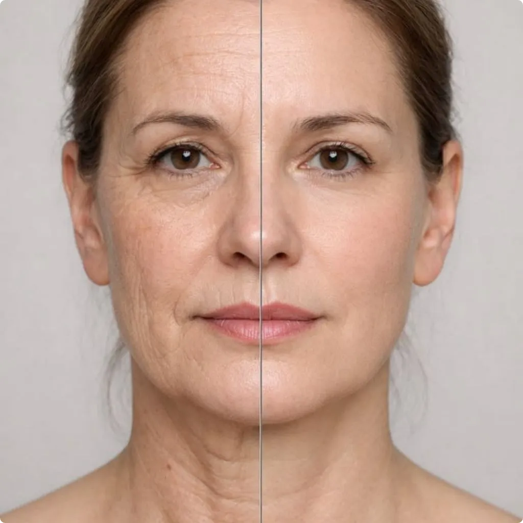 Salmon DNA before and after – improved skin texture